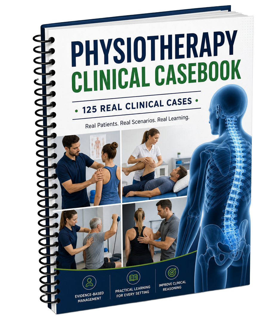 Physiotherapy Clinical Casebook cover with 125 real clinical cases